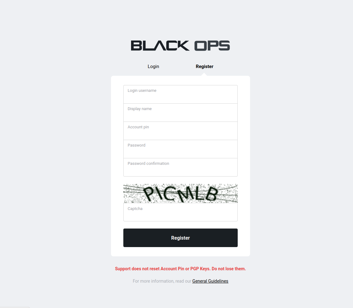 Registration form
